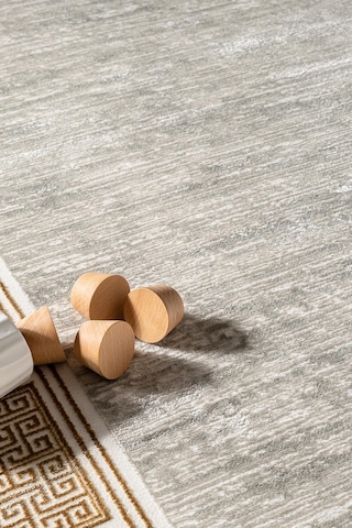 Talis Ct017a Gri Halı Gold Kenar Çerçeveli Modern Parlak Yumuşak Kadife Salon Mutfak Halısı Krem