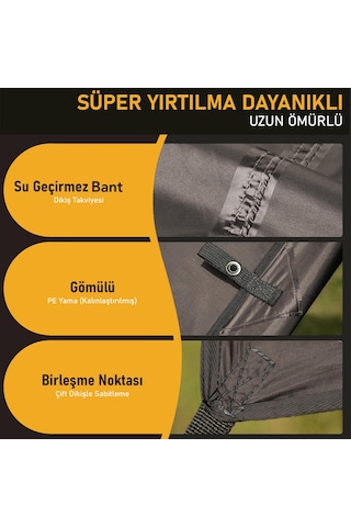 Haegs Su Geçirmez Tarp Tente Gölgelik Örtü, 4 Mevsim Taşınabilir Örtü Branda Çok İşlevli Outdoor Açık Hava Kamp Seyahat Tente Branda Barınak Yağmurluk, Güneşlik Karavan Yan Gölgelik Çadır 300x300 Cm Siyah