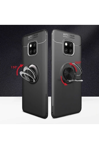 Huawei Mate 20 Pro Kılıf Yüzüklü Tam Korumalı Silikon Kapak