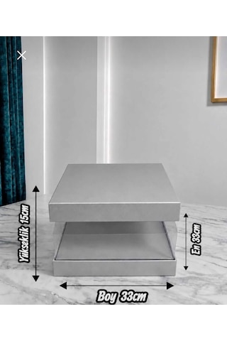 Asetat Gelin Damat Çeyiz Bohça Kutusu Gümüş Yaldız Şeffaf Katlanabilir Demonte Küçük Boy 33 33 15cm 1adet