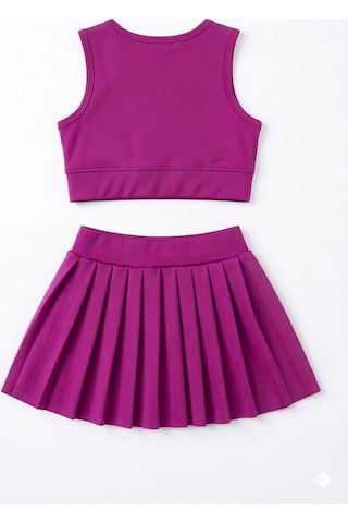 Beniizle Lyrax Kabartmalı Şort Etekli Crop Kız Çocuk Sporcu Takım Magenta