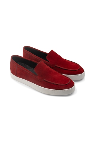 Deery Hakiki Süet Kırmızı Loafer Erkek Ayakkabı - 01865mkrmc01 Kırmızı