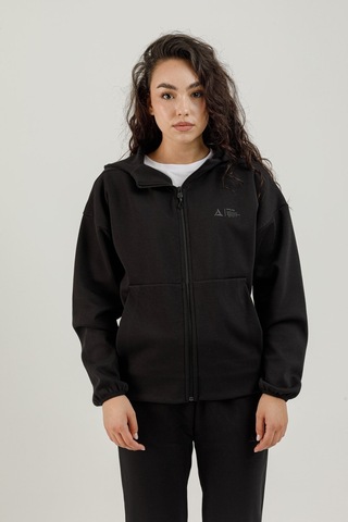 Airlife Clubby Ir Zone Tam Boy Fermuarlı Kadın Kapüşonlu Sweatshirt Siyah