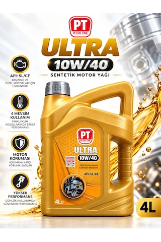 Petro Time Ultra 10W-40 Sentetik Motor Yağı 4 L