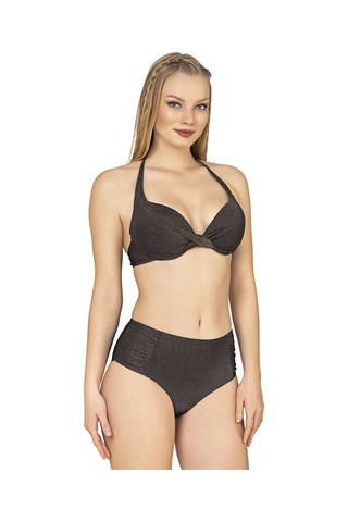 Endeep Kadın Balenli Destekli Yüksek Bel Bikini Takımı Siyah