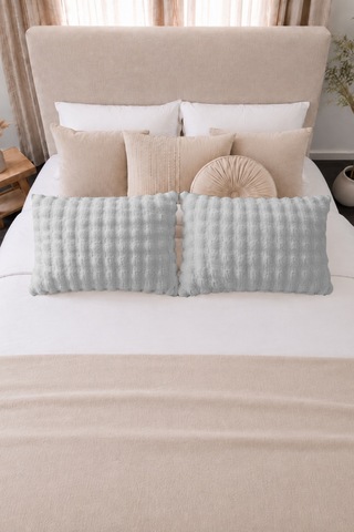 Bubble Kürklü Peluş 2'li Yastık Kılıfı 50x70 Cm Tavşan Tüyü Yumuşak Supersoft Dekoratif Gri