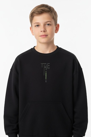 Kanguru Cepli Bisiklet Yaka Erkek Çocuk Sweatshirt-90904 Siyah