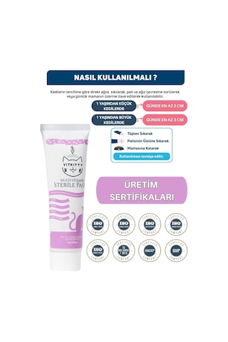 Vitkitty Kısırlaştırılmış Kediler İçin Multivitamin Malt Macun 100 Gr Multivitamin Paste