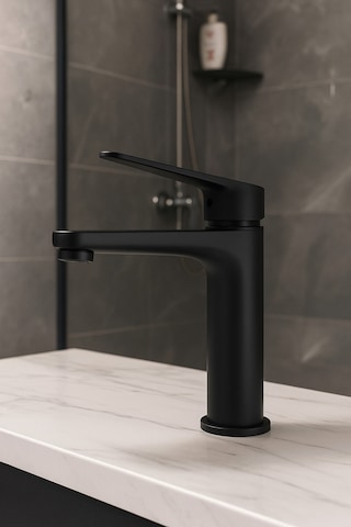 Zift Unique Mat Siyah Banyo Musluğu - Tek Kollu Batarya Siyah