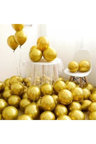 5 Ad Gold Altın Renkli Parlak Krom Metalik Aynalı Balon