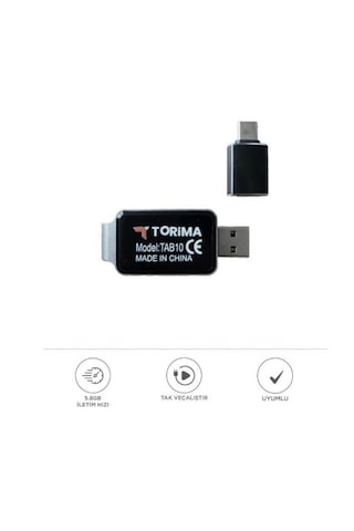 Torima TAB0 Mini 2 İn1 Kablosuz Carplay USB Ve Type-C Uyumlu Araç Multimedya Dönüştürücü Adaptörü