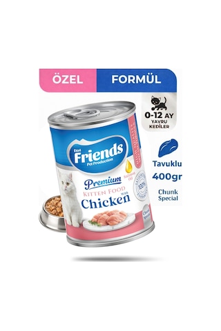 Premium Tavuklu Yavru Kedi Konservesi 400 Gr Kitten Yaş Mama 0-12 Ay