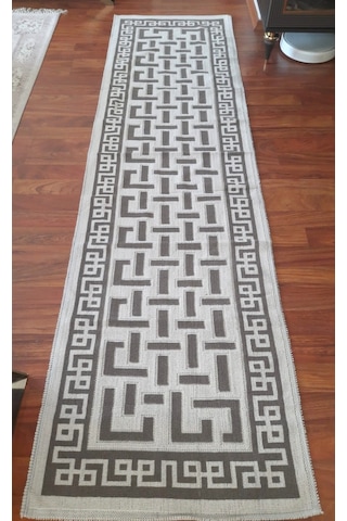 Pamuklu Bukle Lüks Kilim, Yolluk 80x300 -luma Kreme Kahve Kahve