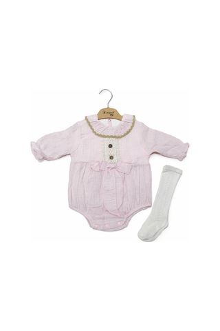 Cayzen Müslin Romper Çorap Aksesuarlı 186 Pudra Pembe Pudra Pembe