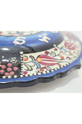 Çini Boyama Kabartma Duvar Saat 18cm - Çini Saat Çok Renkli 87586591