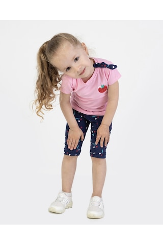 Harika Kids Kız Bebek Kaprili Kısa Kollu Apolet Baskılı Yazlık Basic Alt-üst Takım 6-24 Ay 001