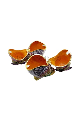 Swarovski Taşlı Bakışan Büyük Baykuş 2'li - Gizli Hazneli Masaüst