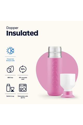 Dopper Insulated Yalıtımlı Termos Şişe 350 Ml - Pelikan Pembesi Koyu Pembe / Beyaz