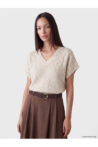Lcw Everyday Ekru Oversize Kadın Triko Süveter