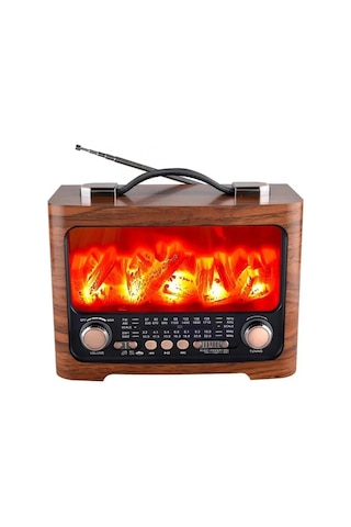 Retro Şömine Efektli Bluetooth Hoparlör Fm Am Sw Radyo, Usb Ve Tf Kart Destekli