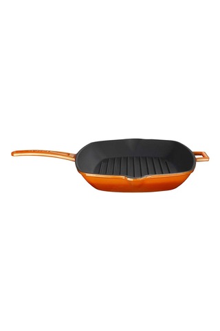 Metal Döküm Izgara Tava, Metal Saplı, 26x32 Cm, Turuncu Çok Renkli