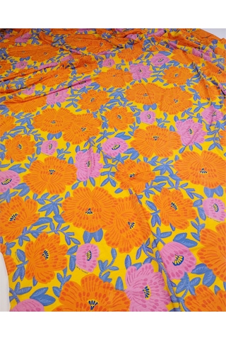 %85 Rayon %15 Elastan Sarı Üzeri Turuncu Pembe Mavi Çiçekli Sandy Jarse Benzeri Örme Kumaş Elbiselik & Bluzluk En: 130cm-12453 Sarı,turuncu,pembe,mavi