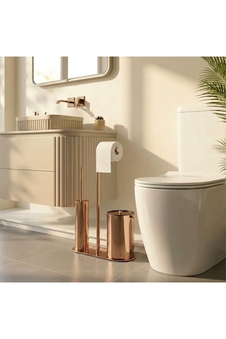 Kobos Nova Çöp Kovalı Yuvarlak Hareketli Wc Set Parlak Bakır Kbw-907rs
