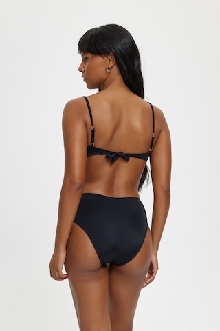 Louren Kadın Straplez Boncuk Detaylı Bikini Takımı Yüksek Bel Alt, Çıkarılabilir Askılı, Siyah & Mavi Siyah
