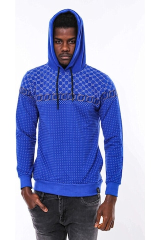 Wessi Lacivert Kapşonlu Taşlı Baskılı Desenli Sweatshirt Lacivert