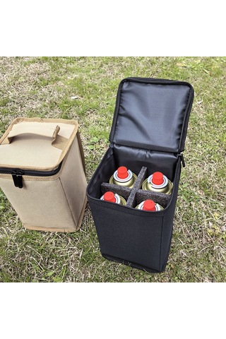 Yifomall Büyük Boy Kahverengi Kalın Oxford Kumaş Kamp Çanta - Gaz Tankı, Şarap Bardağı, Lambalar İçin Taşınabilir Saklama Çantası Kahverengi