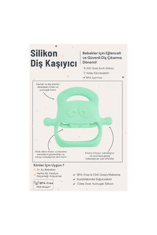 Açık Yeşil Bebek Silikon Diş Kaşıyıcı