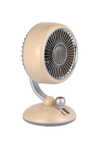 Q3 120 Salınımlı 3 Kademeli Led Işıklı Şarjlı Masaüstü Fan Vantilatör Retro Bej Acı Kahverengi