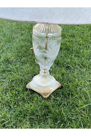 Kristal Desenli Cam Antika Abajur 75 CM