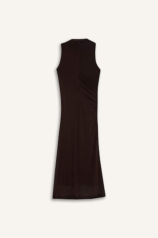 DeFacto Bodycon Vücudu Saran Yarım Balıkçı Yaka Basic Düz Tül Kolsuz Maxi Abiye Elbise C3519AX25SPBR52