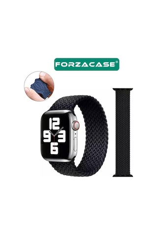 Forzacase Apple Uyumlu Watch 10 Series 46mm İle Hasır Örgü Solo Loop Kordon Kayış - Fc401 Siyah