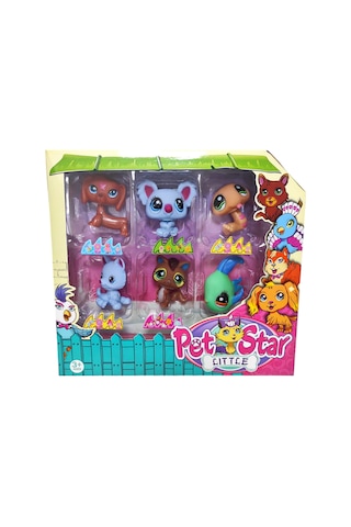 6'lı Neşeli Miniş Petstar Littlest Pet Shop Benzeri Minişler Balık Köpek Yılan Koala Rakun