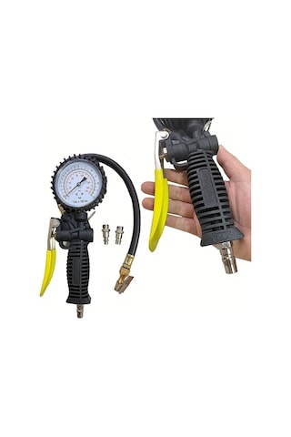 Xuweiwei Analog Ekranlı Yüksek Hassasiyetli Dijital Lastik Basınç Göstergesi Sarı Tutma Ölçeği Dayanıklı İzole Edilmiş Çoklu Adaptörler İçerir