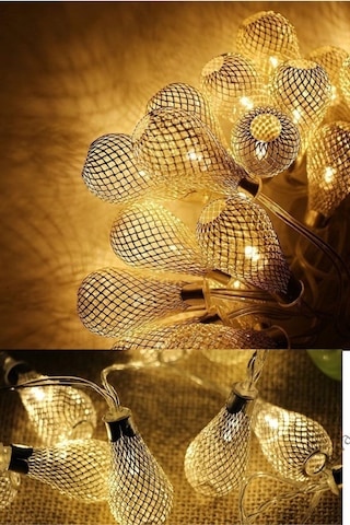Gold Sarı Günışığı Led Fişli Dekoratif Çok Modludur Metal Beyaz