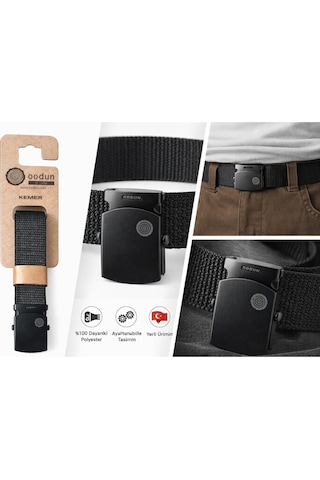 Oodun Unisex Ayarlanabilir Kemer 120 Cm Dayanıklı, Hafif, Outdoor & Günlük Kullanım siyah