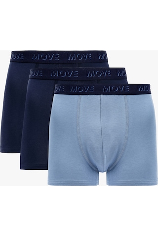 Koton Baskılı Lastik Detaylı Pamuklu 3'lü Boxer Seti Lacivert 7wlm90018mk