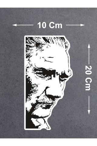 Mustafa Kemal Atatürk Sticker - Atatürk Silüet Sticker - Araba Oto Cam Motosiklet Karavan Sticker - 00018 20x10 Cm