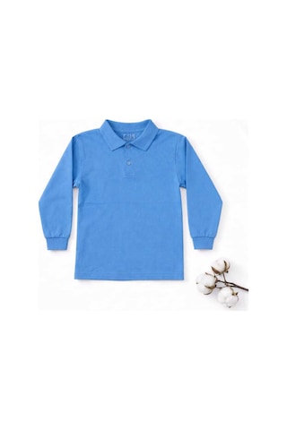 Store Mavi Gök Mavisi Polo Yaka Uzunkol T-shirt Mavi