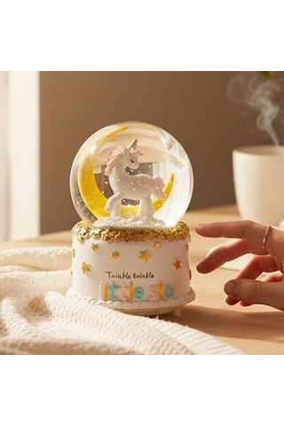 Unicorn Dönen Büyük Boy Püskürmeli Işıklı Müzikli Kar Küresi