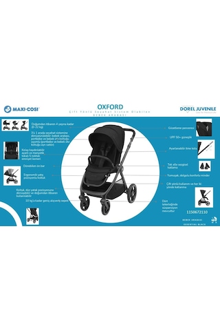 Maxi-Cosi Oxford Çift Yönlü Seyahat Sistem Olabilen Bebek Arabası Twillic Black