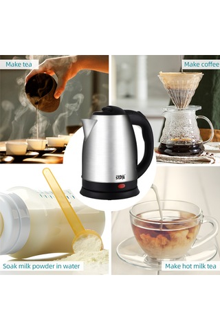 Springsun 1.8l Çelik Elektrikli Su Kaynatıcı 1500w Hızlı Kaynatma Isı Kontrolü Kuruma Koruma Ev Kullanımı 220v Avrupa Standartı Gümüş Siyah Çok Renkli