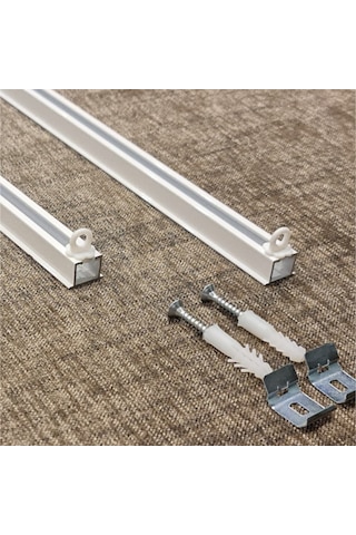 Tek Kanallı Beyaz Alüminyum Ray (Tekli Korniş) + Metal Portray (546633403)