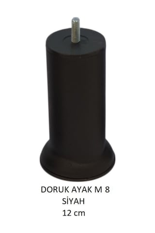 Doruk Ayak, Cıvatalı Baza Koltuk Dolap Ayağı, Metal, Siyah, M8, 12 Cm Siyah