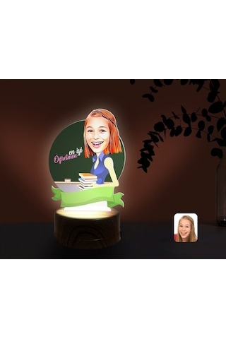 Kişiye Özel En Iyi Öğretmen Karikatürlü Dekoratif 3D Biblo Led Iş (481501346)