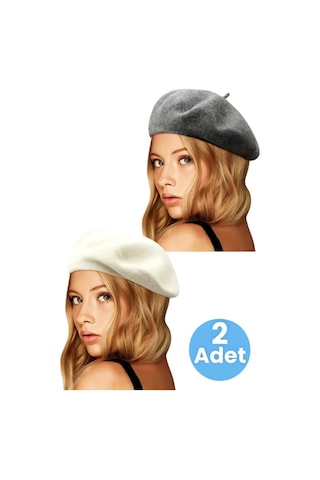 Uniquetrenders Kadın Fransız 2'li Ressam Bere Füme Ekru Ekru - Füme
