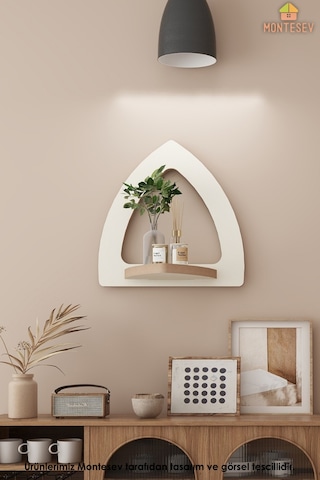 Ahşap Dekoratif Duvar Rafı 2 Li / 3 Lü Set Mtsv - 145 Beyaz